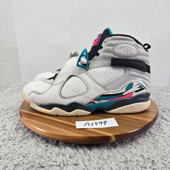 Jordan 8 Retro South Beach 2018 White Turbo Green Sneakers Mens 10 305381-113 - Picture 1 of 12